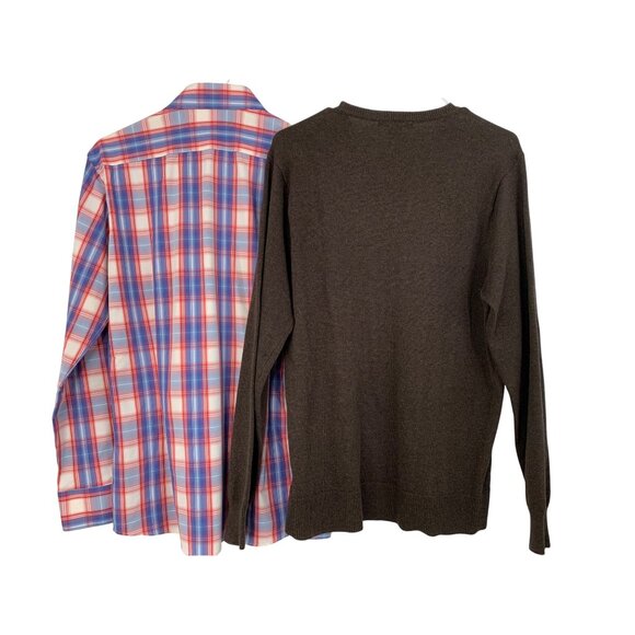 Lot Of Two Mens Medium Plaid Button-Up Shirt & Argyle Sweater 8878 - Picture 5 of 15